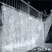 Фото: Светодиодный дождь ( LED Плей Лайт), 2*1.5м, белые диоды, мерцающий