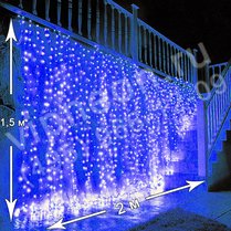Фото: Светодиодный дождь (LED Плей Лайт), 2*1.5м, синие диоды