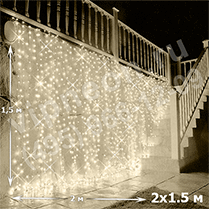 Фото: Светодиодный дождь ( LED Плей Лайт), 2*1.5м, теплые белые диоды, мерцающий