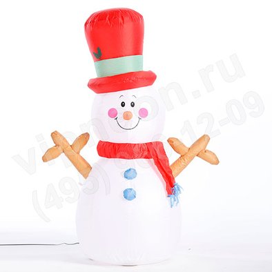 Фигура надувная. Снеговик в красном цилиндре 120 см