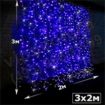 Фото: Светодиодный дождь ( LED Плей Лайт), 2*3м, синие диоды, мерцающий