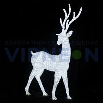 Фото: Световая фигура 3D Благородный олень большой белый, 200см