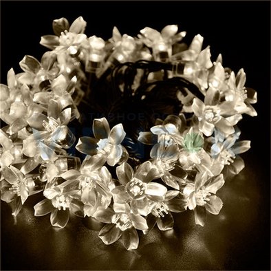 Гирлянда светодиодная "Цветки Сакуры", 10м, теплый белый
