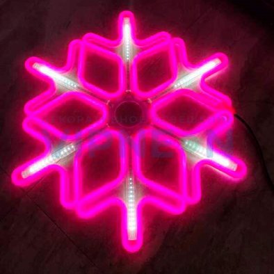 Светодиодная "Снежинка LED"  с динамикой, 60*60см, розовая