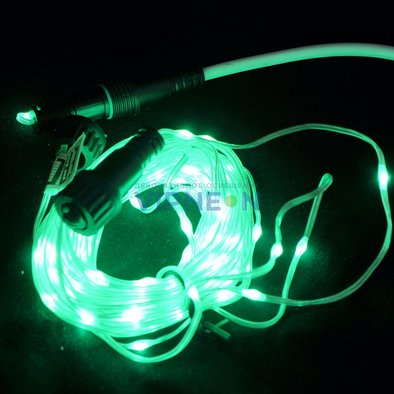 Светодиодная гирлянда нить, прозрачный провод, 10 м, зеленая
