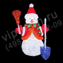 Фото: Световая фигура акриловая "Снеговик с лопатой и метлой", 170см