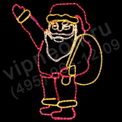 Светодиодная фигура "Дед Мороз с мешком", 100*100см