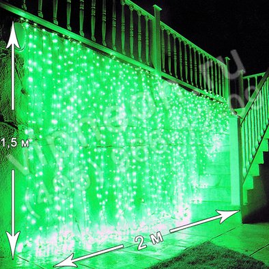 Светодиодный дождь (LED Плей Лайт),2*1.5м,зеленые диоды