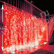 Фото: Светодиодный дождь ( LED Плей Лайт), 2*1.5м,красные диоды
