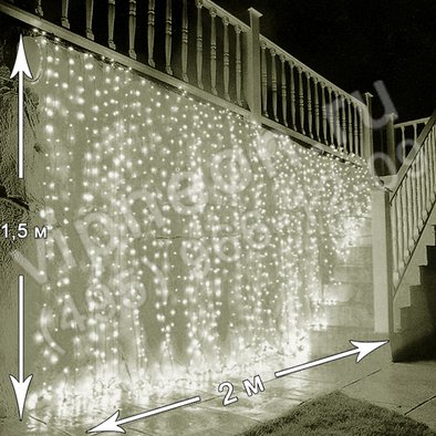 Светодиодный дождь (LED Плей Лайт), 2*1.5м, теплый белый