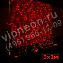 Фото: Светодиодный дождь (LED Плей Лайт), 2*3м,красные диоды