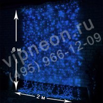 Фото: Светодиодный дождь (LED Плей Лайт), 2*6м, IP65, каучук, синие диоды