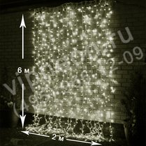 Фото: Светодиодный дождь (LED Плей Лайт), 2*6м, IP65, каучук, теплый белый
