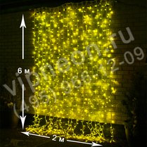 Фото: Светодиодный дождь (LED Плей Лайт), 2*6м, желтые диоды