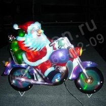 Фото: Световая фигура. Дед Мороз на сказочном мотоцикле
